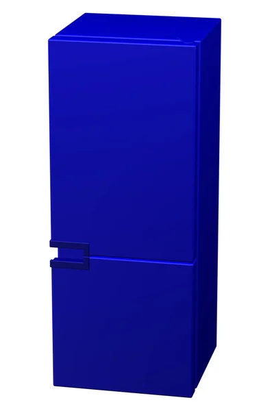 Refrigerador azul. Renderizado 3D . — Foto de Stock