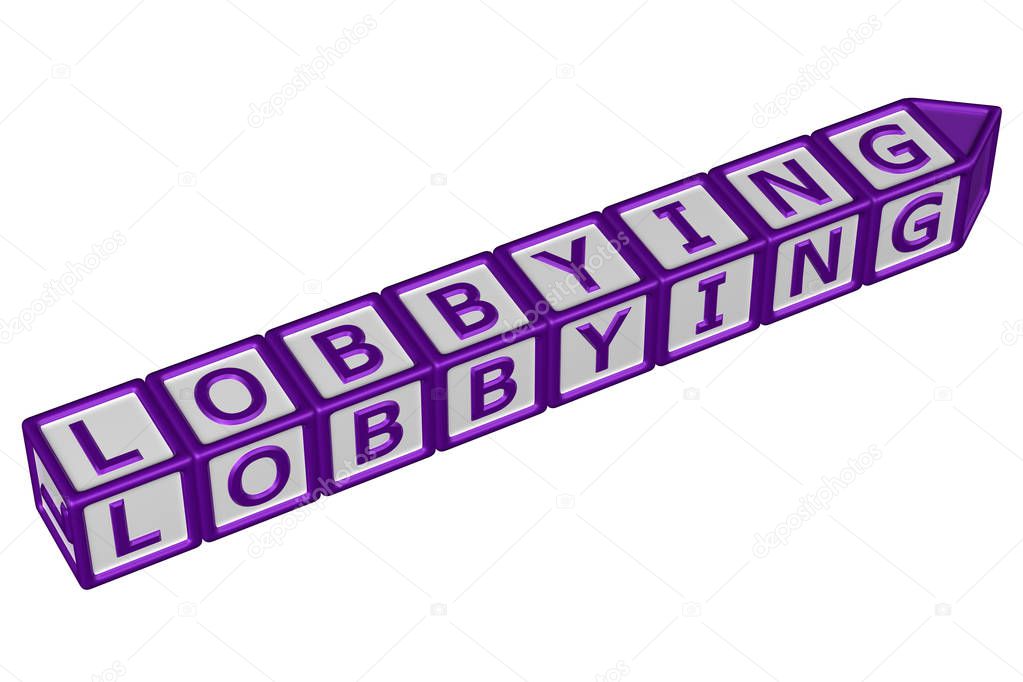 Blocks with word lobbying. 3D rendering.