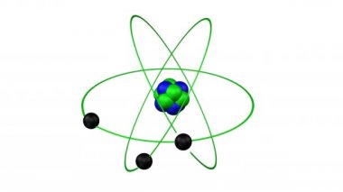Atom modeli dönün. 3D render.