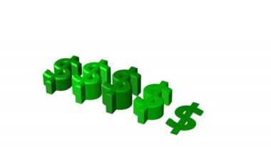 Doları şekil grafiği büyüme. 3D render.