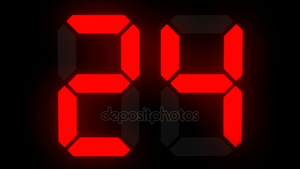 Red sports shot clock countdown from 30. — Stock Video