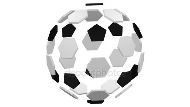 Flat White Hexagonal Black Pentagonal Plates Soccer Ball Shape Turn — Stock Video