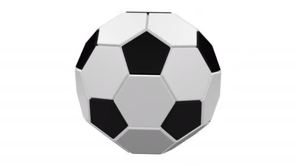 Placas Pentagonais Planas Brancas Hexagonais Pretas Conforme Forma Bola Futebol — Vídeo de Stock