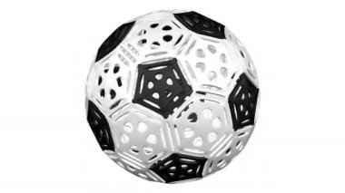 Futbol topu olarak hücresel yapılar arkanı dön. Loopable. Luma mat. 3D render.