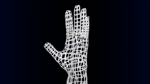 Cellular Structures Artificial Hand Turn Loopable Luma Matte Rendering — Stock Video