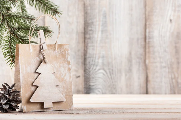 Weihnachten oder Neujahr Hintergrund mit Geschenktüte — Stockfoto