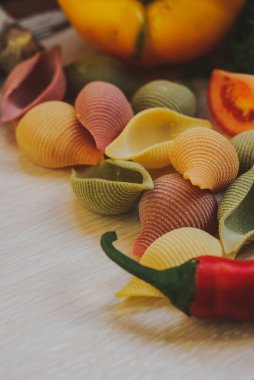 gluten ücretsiz sebze makarna closeup