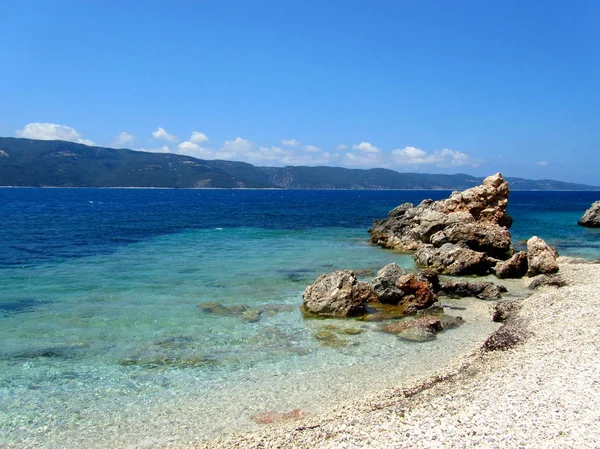 Spiaggia Bianca Nell Isola Itaca Grecia — Foto Stock