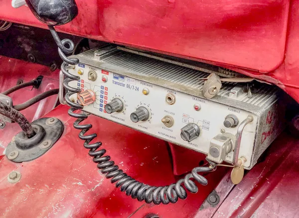 Detalhe Caminhão Bombeiros Vintage Vermelho Corpo Nacional Bombeiros Italiano — Fotografia de Stock