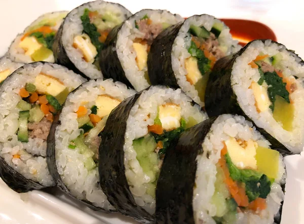 Close Vegetarian Sushi Futomaki — Stock Photo, Image