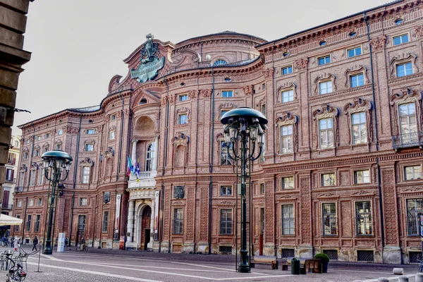 Turin Itália Circa December 2017 Antigo Palácio Carignano Com Sua — Fotografia de Stock