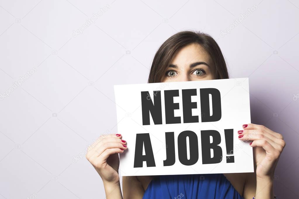 Unemployment girl looking for a job