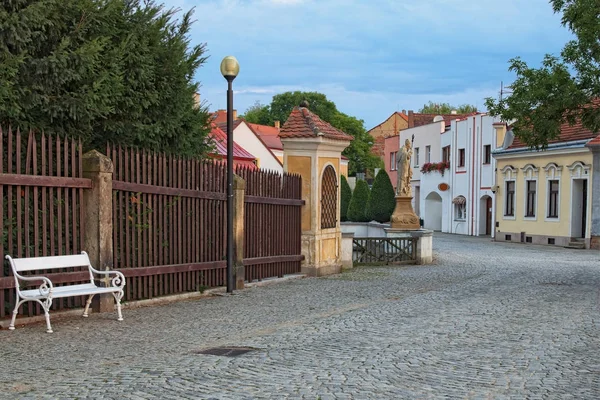 Geleneksel evleri eski şehir Telc, Çek Cumhuriyeti. UNESCO mirası