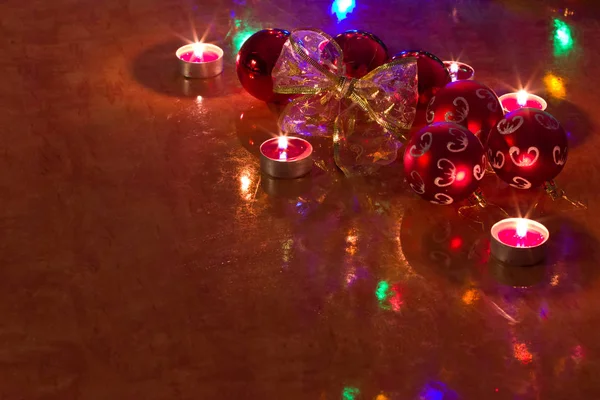 Christmas balls on the table. — Stock Photo, Image