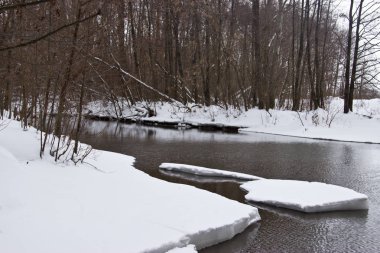 Little Nehri kışın karda. 