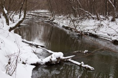 Little Nehri kışın karda. 