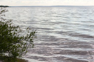 Akşam güneşi için pürüzsüz nehir.