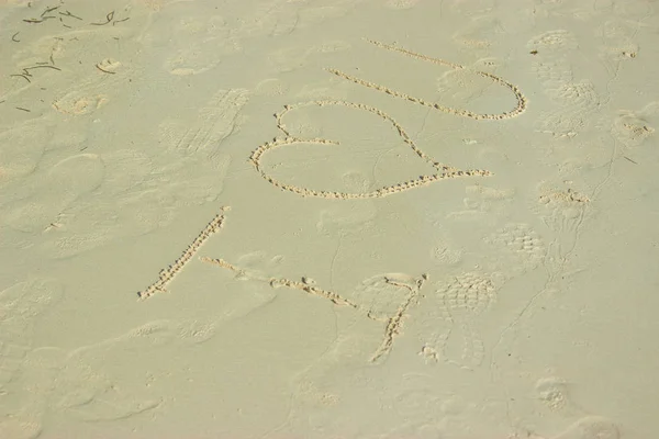 Επιγραφή Πάνω Στην Άμμο Love You Παραλία Για Πούντα Κάνα — Φωτογραφία Αρχείου