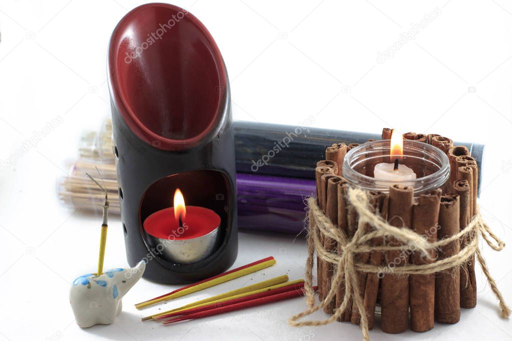Aroma Lamp With Burning Candle. Aromatherapy.