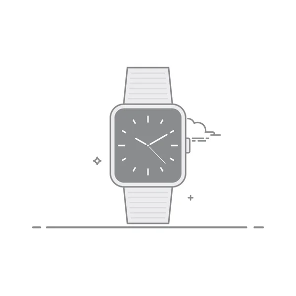 Розумний годинник. Аналоговий годинник з другою рукою і темним тлом. Концепція інтерфейсу мобільних додатків. Ізольовані на білому тлі. Вектор в лінійному стилі . — стоковий вектор