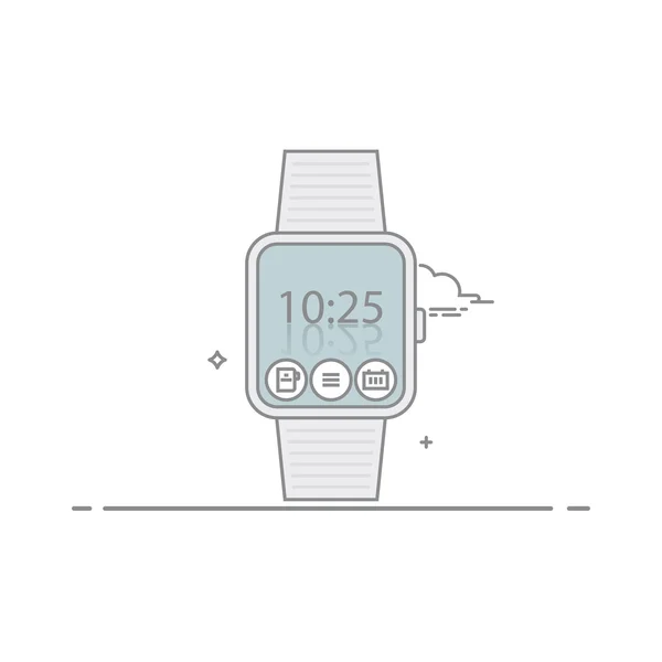 Розумний годинник. Концепція інтерфейсу мобільних додатків. цифровий годинник або таймер. Піктограми програм. Ізольовані на білому тлі. Вектор в лінійному стилі . — стоковий вектор