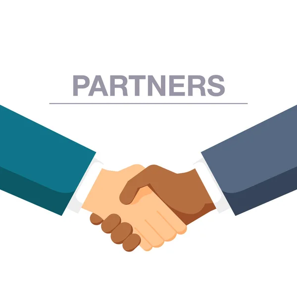 Kézfogás a két férfi a becsület új partnerségi és együttműködési. A gesztus a köszöntés. Vektor, ábra Eps10. — Stock Vector