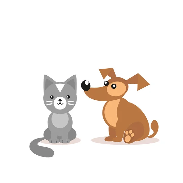 Γάτας και σκύλου. Δύο φίλοι. Κατοικίδιων ζώων κτηνιατρική κλινική. Καρτούν εικονογράφηση που απομονώνονται σε λευκό φόντο. Διάνυσμα, Eps10. — Διανυσματικό Αρχείο