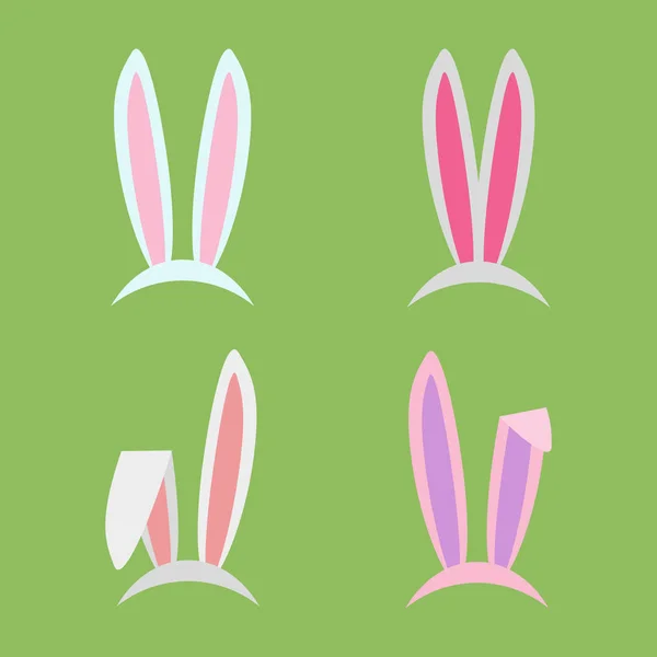 Rabbit ears collection for Easter. Set of masks in flat style isolated on white background. Vector, EPS10. — Stock Vector