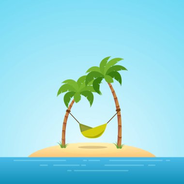 Hawaii cennette. Avuç içi ve hamak denize sıfır tropikal ada. Medeniyet uzak bir tatil geçirmek için yer.