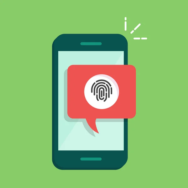 Finestra di dialogo sul telefono con un suggerimento per eseguire la scansione di un'impronta digitale. Modo rapido per autorizzare in un'applicazione mobile . — Vettoriale Stock