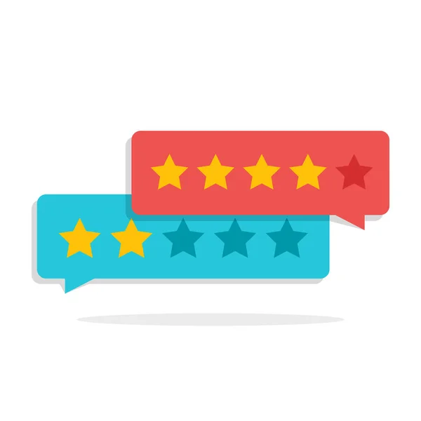 Концепция обратной связи с клиентами. Рейтинг в виде звёзд. Отрицательный или положительный рейтинг. Диалог для интерфейса в мобильном приложении или на сайте . — стоковый вектор