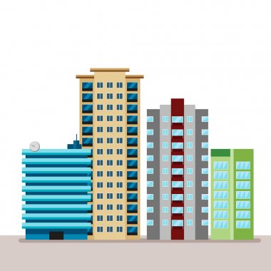 Düz iş şehir şehir manzara. Dekorasyon ve kentsel ve endüstriyel tasarım tema yaratıcılık için. Kentsel düz cityscape.