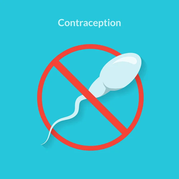 Sperma. Methode van anticonceptie. Geboortebeperking. Zonder de mogelijkheid van het hebben van kinderen. Niet reproductieve. Vlakke afbeelding geïsoleerd op een achtergrond met kleur. — Stockvector
