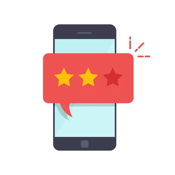 Caixa de diálogo pop-up no telefone móvel com uma sugestão para fazer uma estimativa. Veja o ranking na forma de estrelas. Feedback ou avaliação . — Vetor de Stock