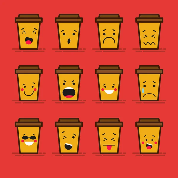 Set of blue cartoon paper cups with different emotions Stock Vector ...