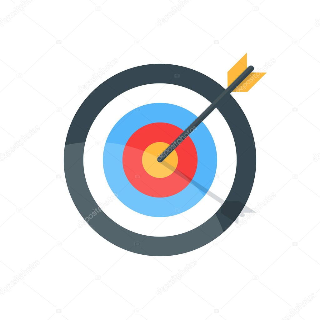 Target with arrow. Goal achieve concept. Premium quality vector illustration in flat style isolated on white background.
