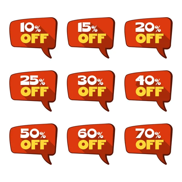 Set de etichete roșii cu discount sau etichete izolate pe fundal alb pentru utilizare în web design sau imprimare . — Vector de stoc