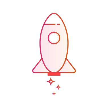 İş başlatın. Simge roket başlangıç sıraladı. Beyaz arka plan üzerinde izole degrade çizgi vektör çizim.