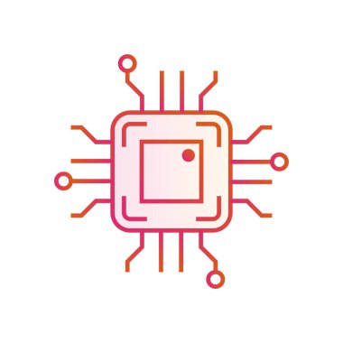 Çip simgesini içini kaplamak çizmek. Basit mikroçip devre kartı. Microcircuit düz işareti. Vektör çizim.