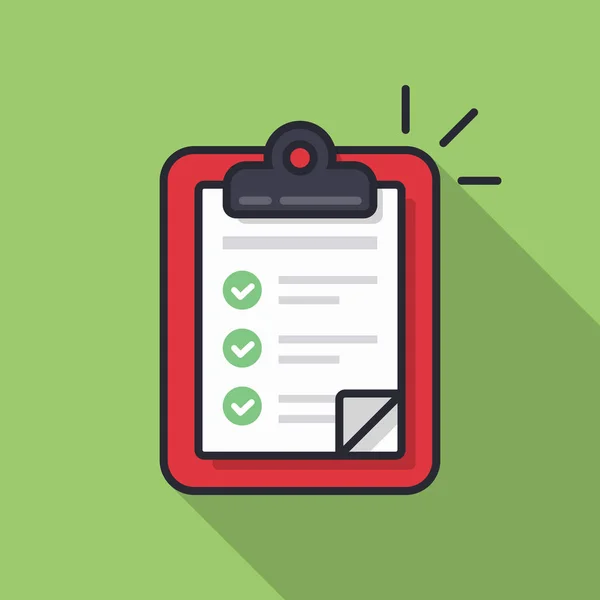 Klembord met checklist icoon. Platte illustratie van klembord met checklist pictogram voor web. — Stockvector