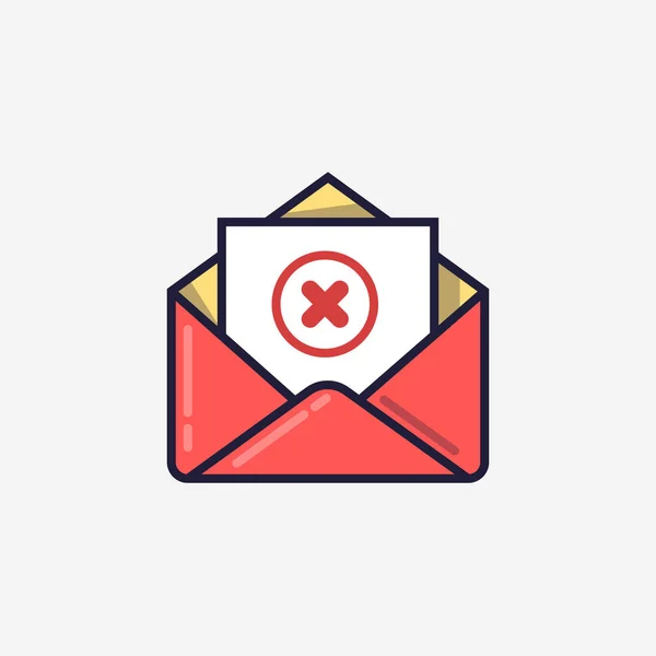 Opened envelope and document with red x mark line icon. Message was not sent, error, e-mail delivery failed, remove email, delete mail letter. Line design. Vector illustration — Stock Vector