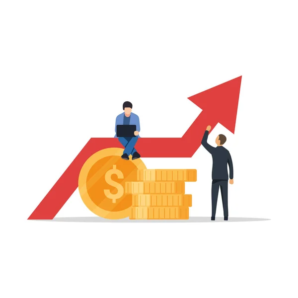 Gráfico de crescimento do negócio. Empresários bem sucedidos carregando gráfico indicando crescimento. Conceito de crescimento de negócios. Ilustração de design plano vetorial . — Vetor de Stock