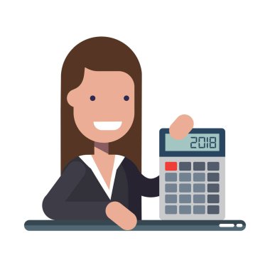 Young businessman or manager with calculator in hands. An experienced financier. The concept of financial literacy. Cartoon vector illustration. clipart