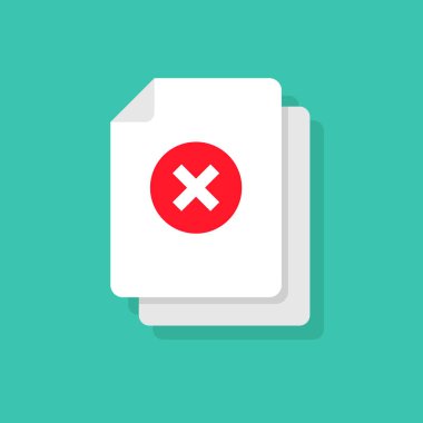 Belge ve vektör simge kavramı veya yanlış form veya ret sembolü haç. Düz çizgi film kağıt doktor sayfa ile onay işareti, başarısızlık ile katlanmış levha reddetme veya doğrulama veri geçti.