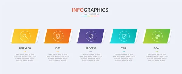 Infografik-Design mit Symbolen und 5 Optionen oder Schritten. Dünnlinienvektor. Infografik Geschäftskonzept. Kann für Informationsgrafiken, Flussdiagramme, Präsentationen, Websites, Banner, Druckmaterialien verwendet werden. — Stockvektor