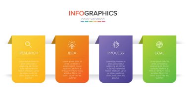 Simgeli ve 4 basamaklı bilgi tasarımı. İnce çizgi vektörü. Bilgi işlem iş konsepti. Bilgi grafikleri, akış grafikleri, sunumlar, web siteleri, afişler, yazılı materyaller için kullanılabilir.