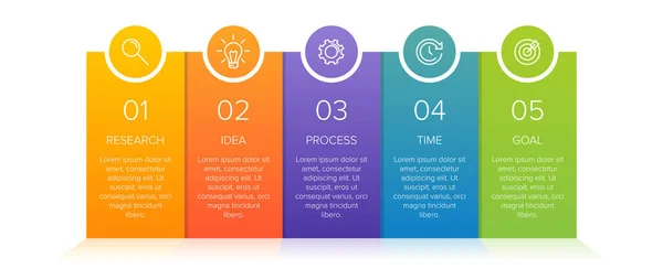 Infografisch ontwerp met iconen en 5 opties of stappen. Dunne lijn vector. Infographics business concept. Kan gebruikt worden voor infographics, flowgrafieken, presentaties, websites, banners, drukwerk. — Stockvector