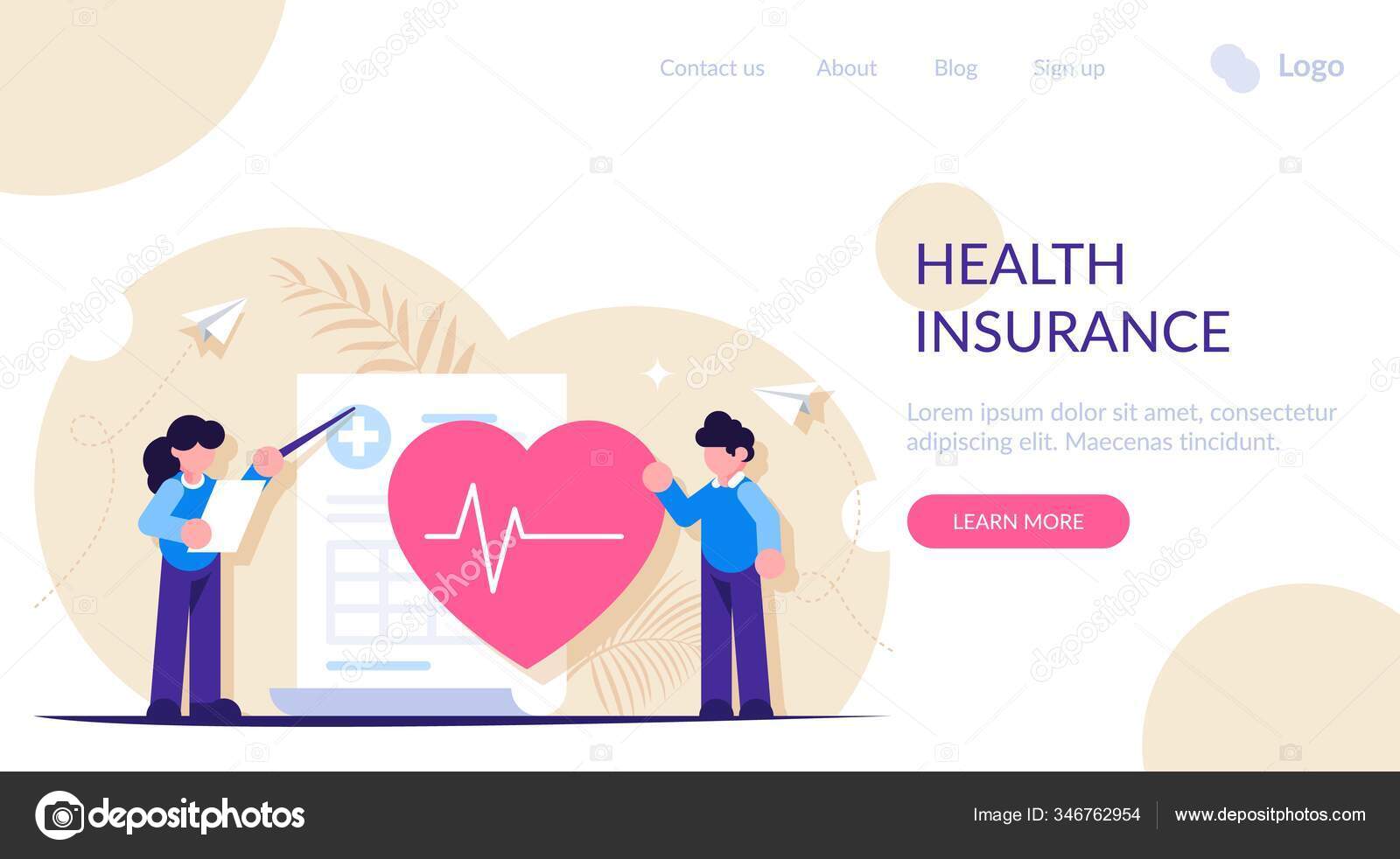 Health insurance or life is a concept. People stand near a medical