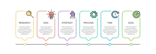 Concepto de modelo de negocio de flechas con 6 pasos isométricos sucesivos. Seis coloridos elementos gráficos. Diseño de cronología para folleto, presentación. Diseño infográfico — Archivo Imágenes Vectoriales