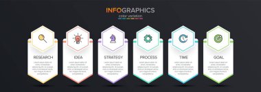 Ardışık 6 izometrik basamaklı ok iş modeli kavramı. Altı renkli grafik elementi. Broşür ve sunum için zaman çizelgesi tasarımı. Infographic tasarım düzeni